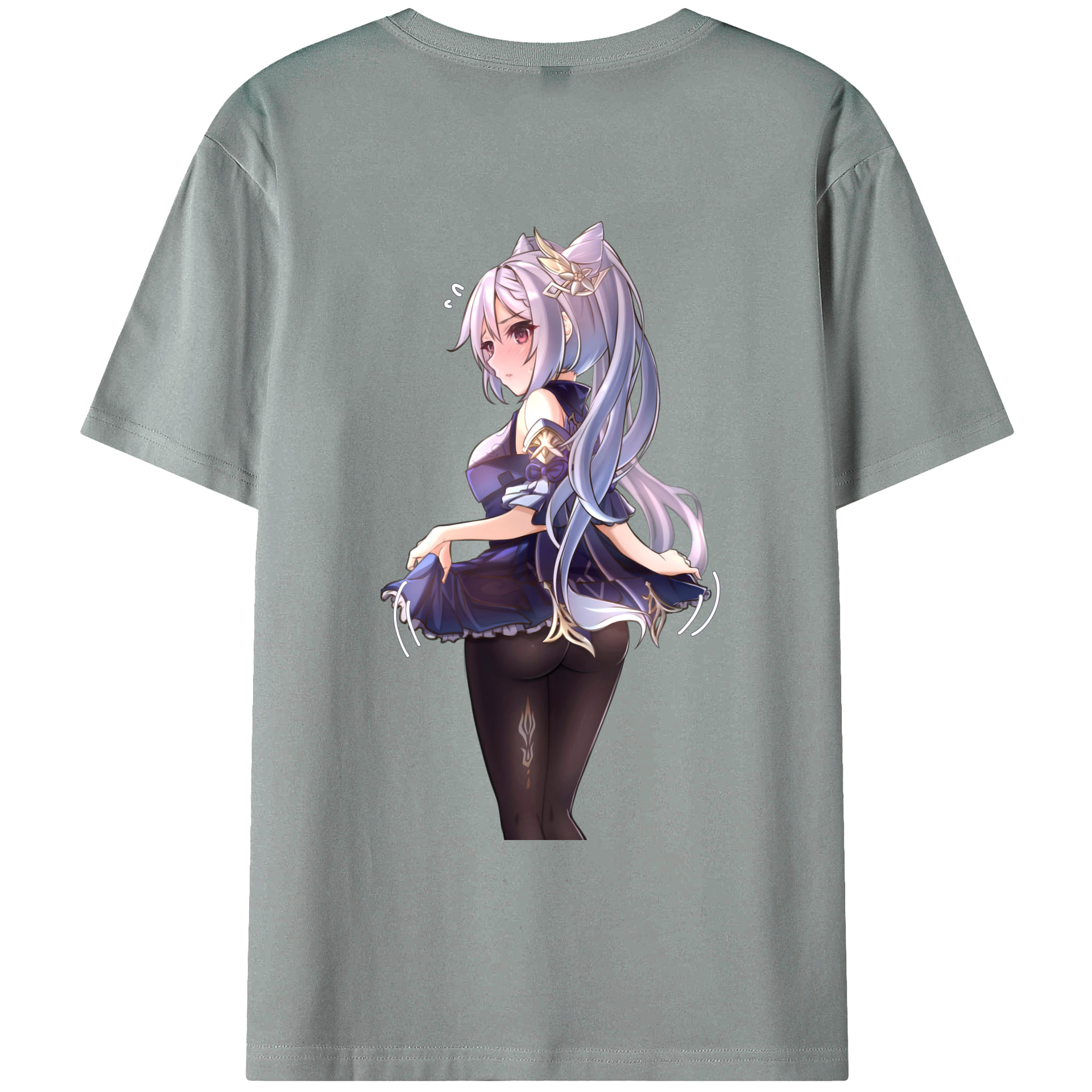 げんし神 刻晴 こくせい genshin Kokusei 綿100％ メンズ半袖Tシャツ（バックプリント） 通気性